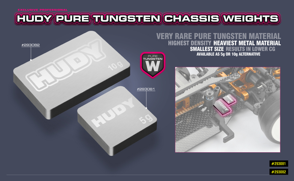HUDY Pure Tungsten Chassis Weights