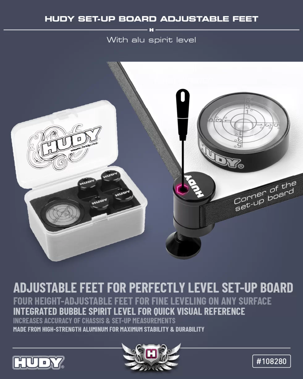 New HUDY 10mm Set-up Board Spirit Level & Adjustable Feet
