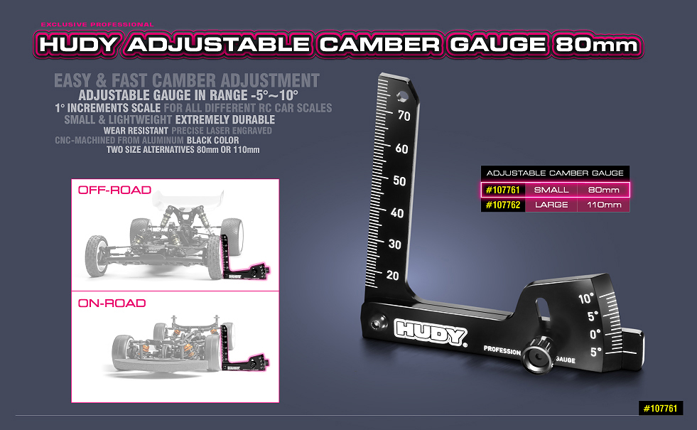 107761 HUDY Adjustable Camber Gauge 80mm