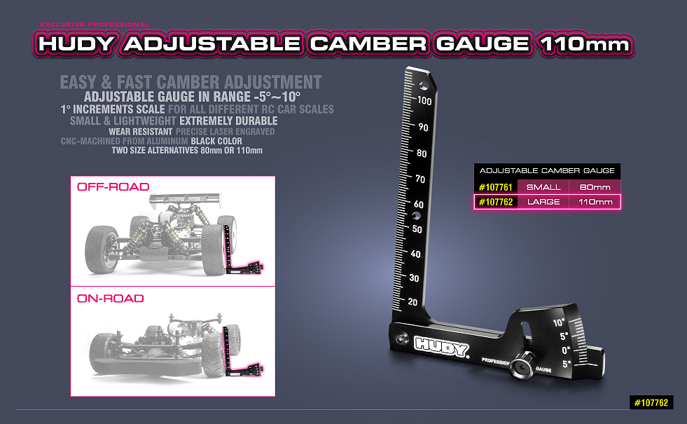 107762 HUDY Adjustable Camber Gauge 110mm