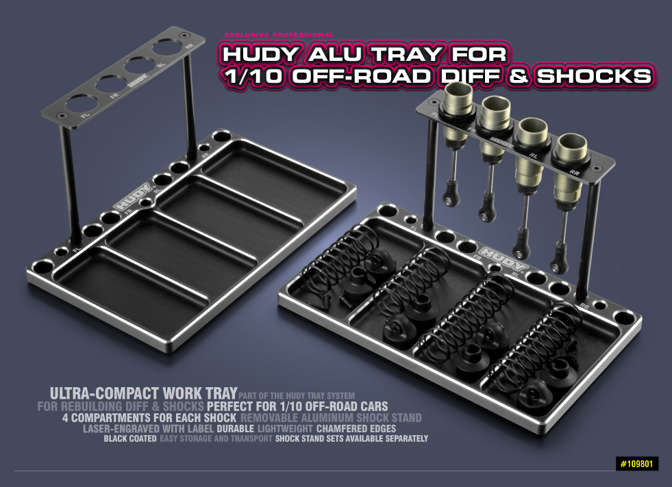 New HUDY Alu Tray for 1/10 Off-Road Diff & Shocks