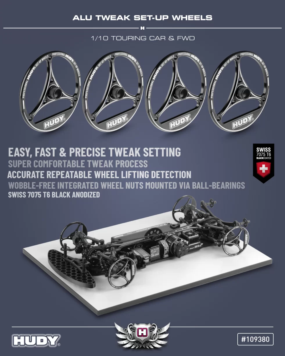 New HUDY Alu Tweak Set-Up Wheel for 1/10 Touring Car & FWD
