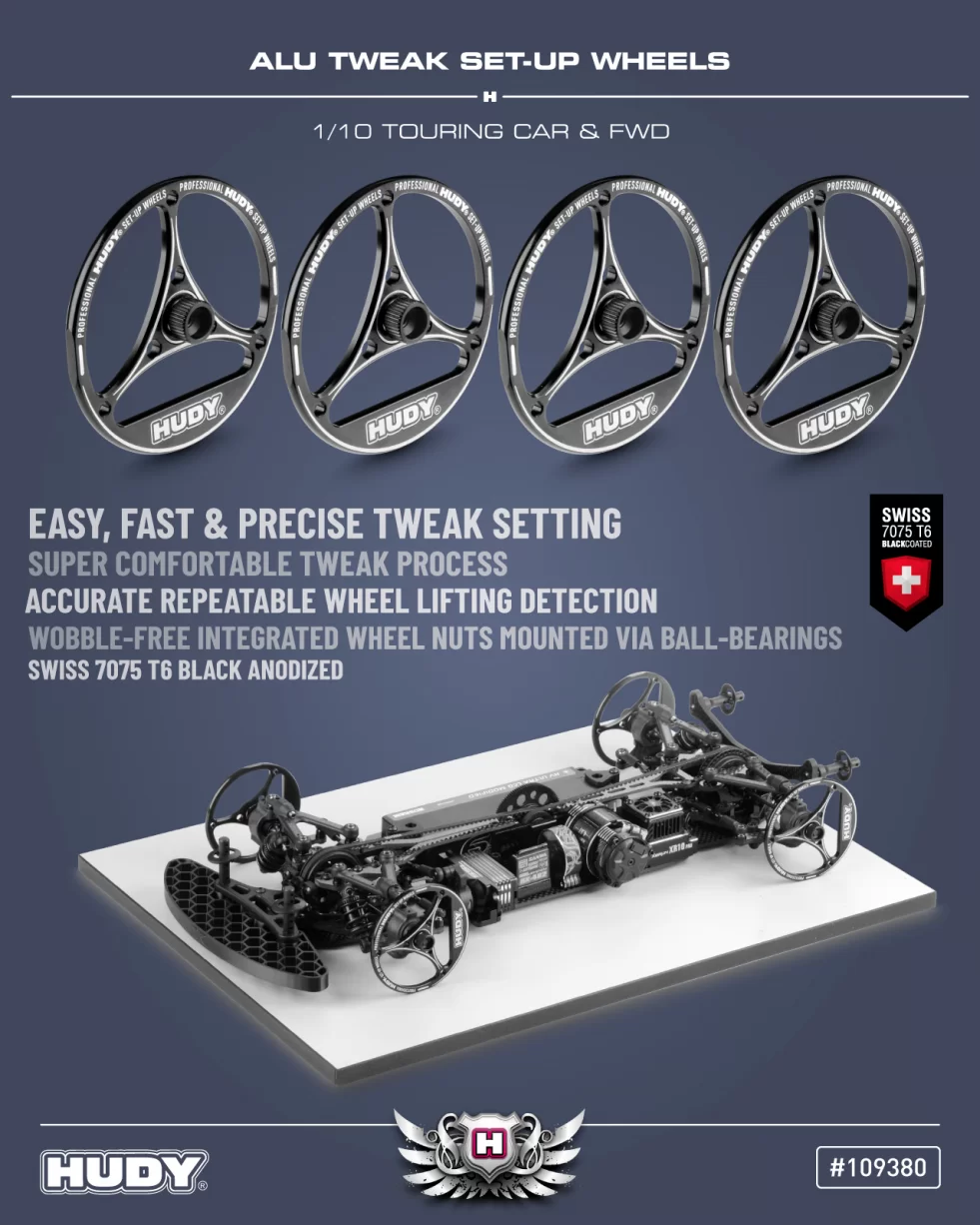 New HUDY Alu Tweak Set-Up Wheel for 1/10 Touring Car & FWD