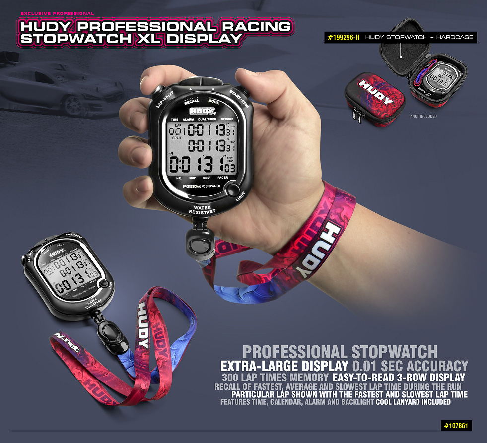 New HUDY Professional Racing Stopwatch XL Display