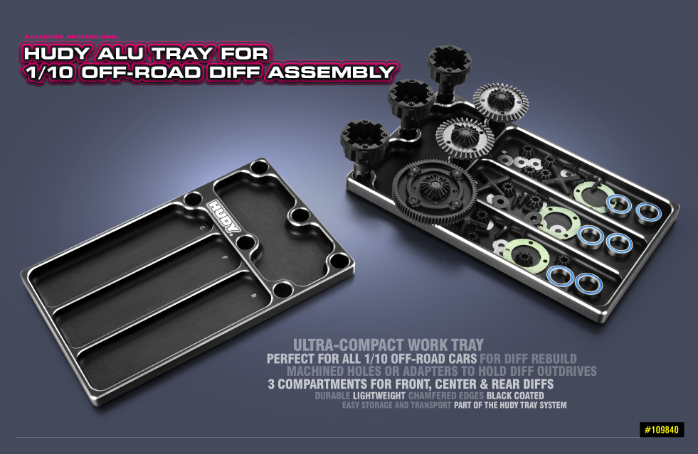 New HUDY Alu Tray for 1/10 Off-Road Diff & Shocks