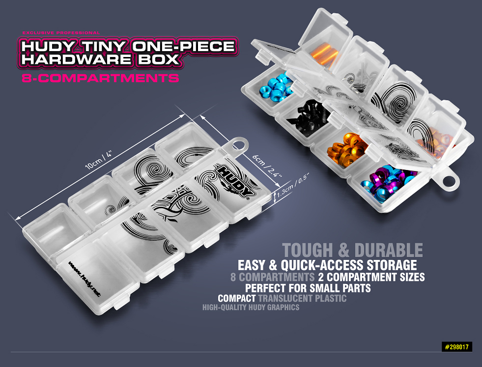 298017 HUDY Tiny One-Piece Hardware Box - 8-Compartments